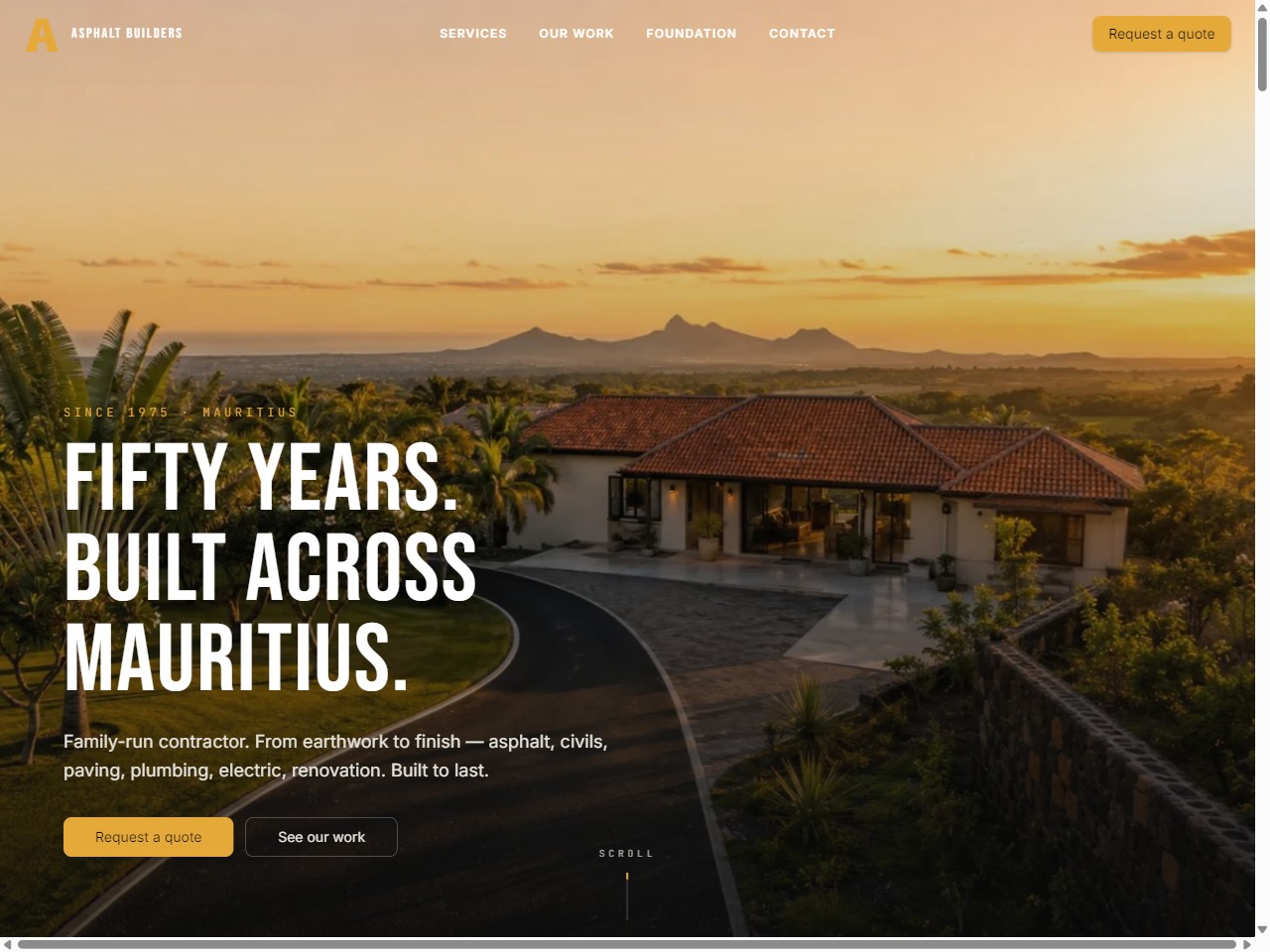 Asphalt Builders website — construction, built by Influxe