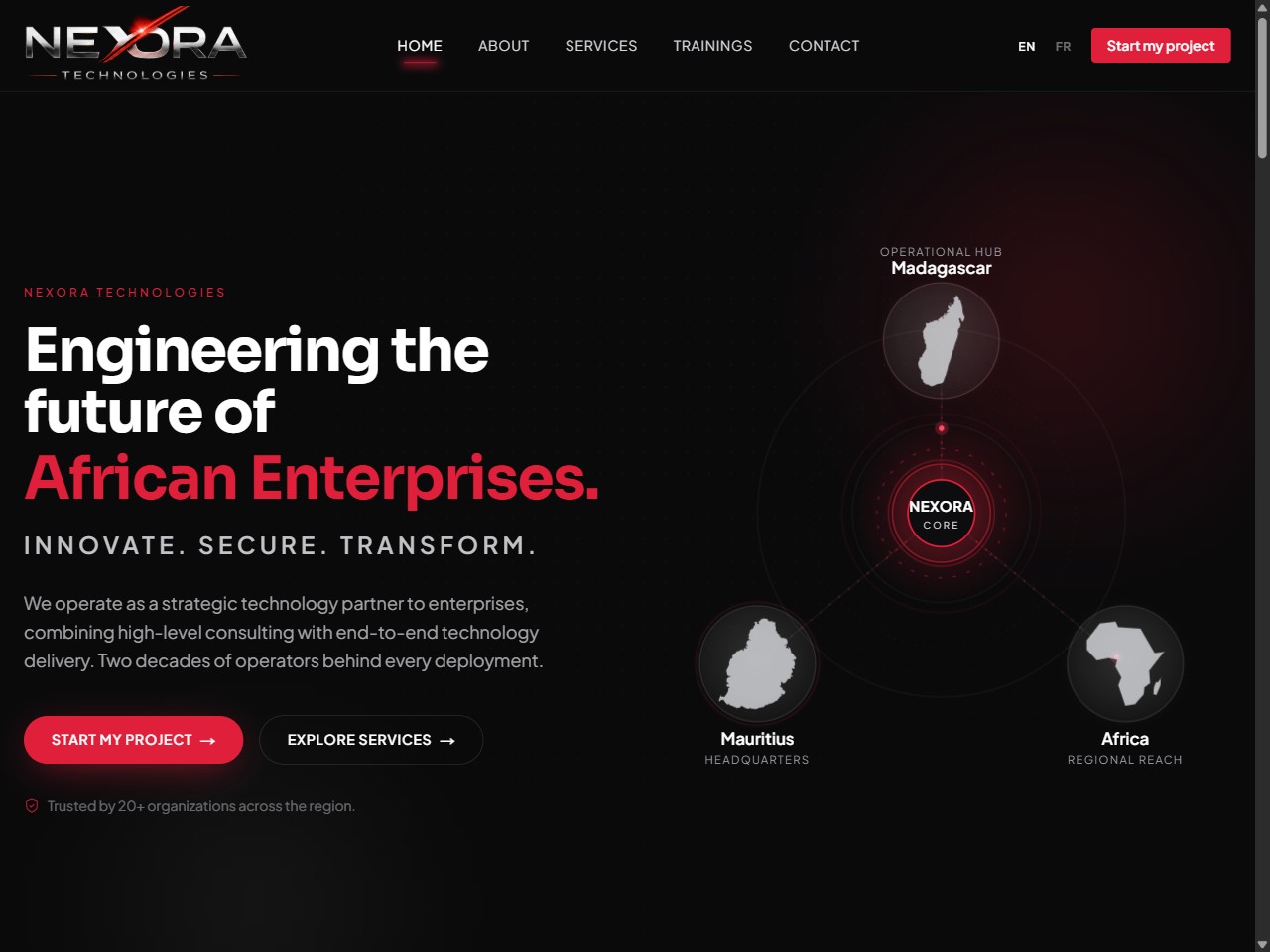 Nexora Technologies website — IT solutions, built by Influxe